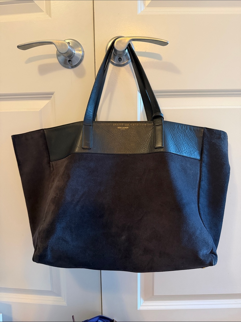 Saint Laurent Suede and Leather Tote